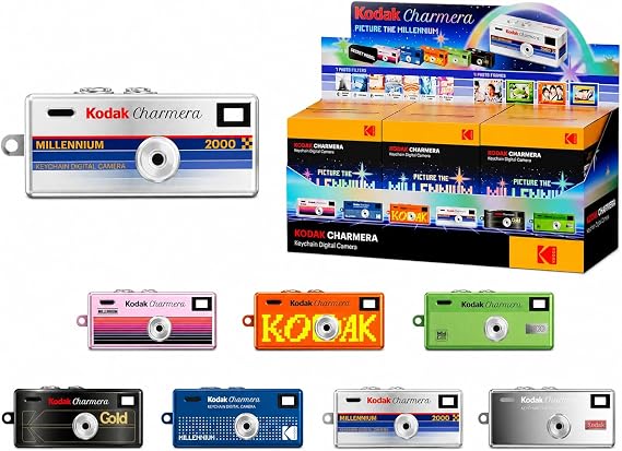 KODAK CHARMERA Keychain Digital Camera Blind Box Millennium Single Box (1PC),Mini Camera,Digicam,Video Recording,Bag Charm,1.6 Megapixels,Micro SD Card Slot,for Beginners Teens&Adults