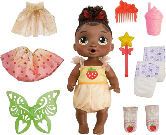 Baby Alive Fairy Fashions Berry Boo Doll with Clothes Accessories, Black Hair, 11 Inches, Toys for 3 Year Old Girls and Boys & Up