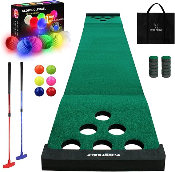 Crestgolf Glow Ball and Golf Putting MAT