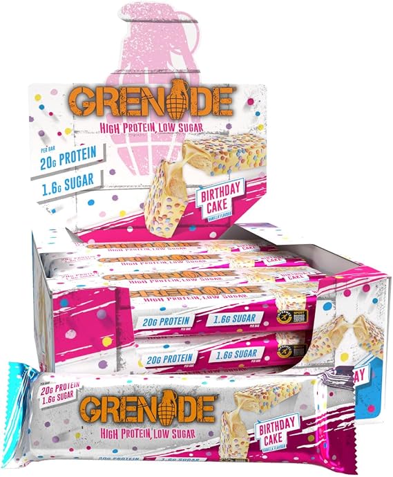 Grenade Carb Killa High Protein and Low Sugar Candy Bar, 12 x 60 g - Birthday Cake