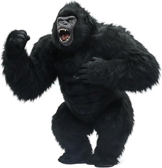 Inflatable Gorilla Plush Mascot Costume for Adult, 8.2 Ft King Kong Air Blow up Costume for Halloween Party Full Body