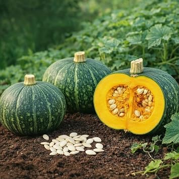 15 Kabocha Squash Seeds Japanese Green Pumpkin Variety, Hardy Vines for Home Garden Planting