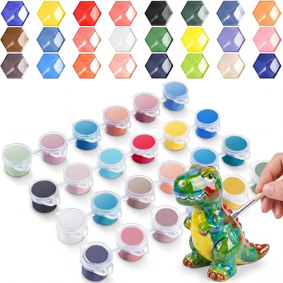 Underglaze Set for Pottery, 24 Colors Ceramic Paint Kit with 3ml Mini Bottles for Bisque Ceramics Painting, Underglaze Paint Set for DIY Ceramic Art Beginners(Multiple 1)