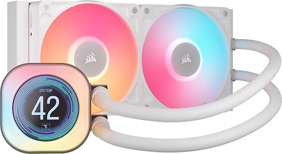 CORSAIR CW-9061025-WW iCUE LINK TITAN 240 Radiator with ARGB Case Fan and LCD Screen Water Cooling CPU Cooler White