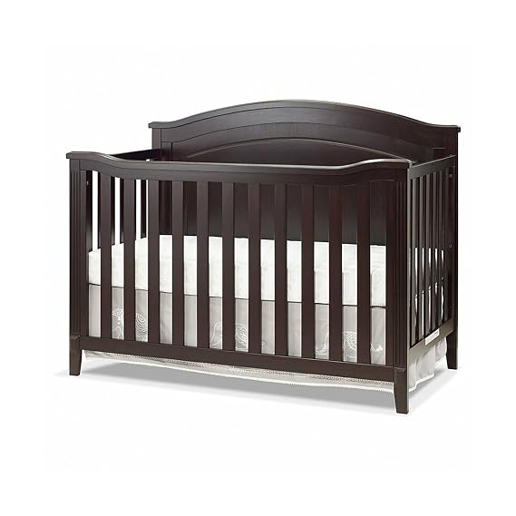 Sorelle Furniture Berkley Round Top Crib, Classic 4-in-1 Convertible Crib, Made of Wood, Non-Toxic Finish, Wooden Baby Bed, Toddler Bed, Childs Daybed -Size Bed, Nursery Furniture-Espresso