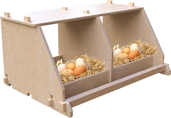 Nesting Boxes for Chickens & Ducks: Wooden Chicken Nesting Box for Egg Laying - Chicken House, Duck Coop Essentials, Easy Assembly. Perfect for Big or Small Chicken (Double)