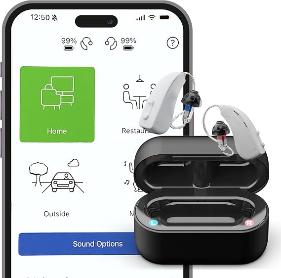 Mach II Pro Wireless OTC Hearing Aids for Seniors | Rechargeable | Stream Calls Podcasts Music | Bluetooth for iOS Android |Nearly Invisible |USA Customer Service | (Glacier)