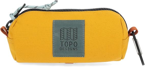 Topo Designs Burrito Bag Small Accessory Pouch for EDC, Travel, Desk, Fully Foam Padded, Recycled Nylon Construction, 1L (Mustard)