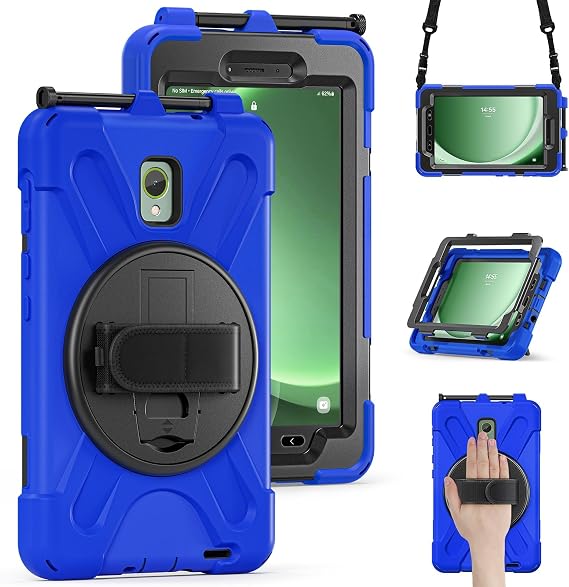 Tablet Cover for Samsung Galaxy Tab Active 3 8" 2020 T570 /T575/T575N/T577 Case, Heavy Duty Rugged Shockproof Drop Protection,Shoulder Strap Cover for Kids for T570/T575(Blue)