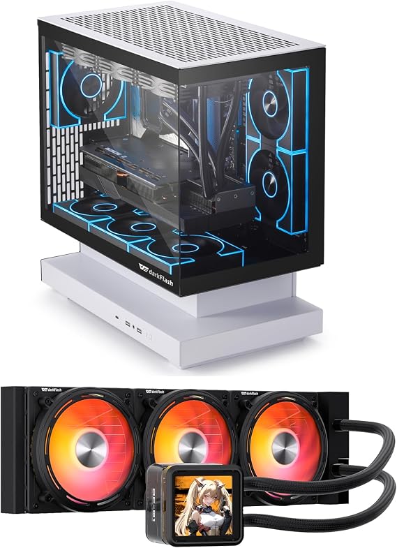 darkFlash FLOATRON F1(2025) Micro-ATX PC Case 3X ARGB PWM Fans & DE360 All-in-one Liquid CPU Cooler