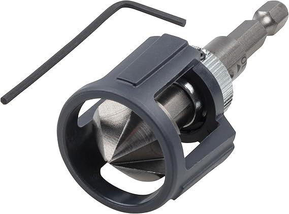 wolfcraft Countersink with Depth Stop, hexagonal shaft I 4390000 I Precise countersinking for flush screws in wood
