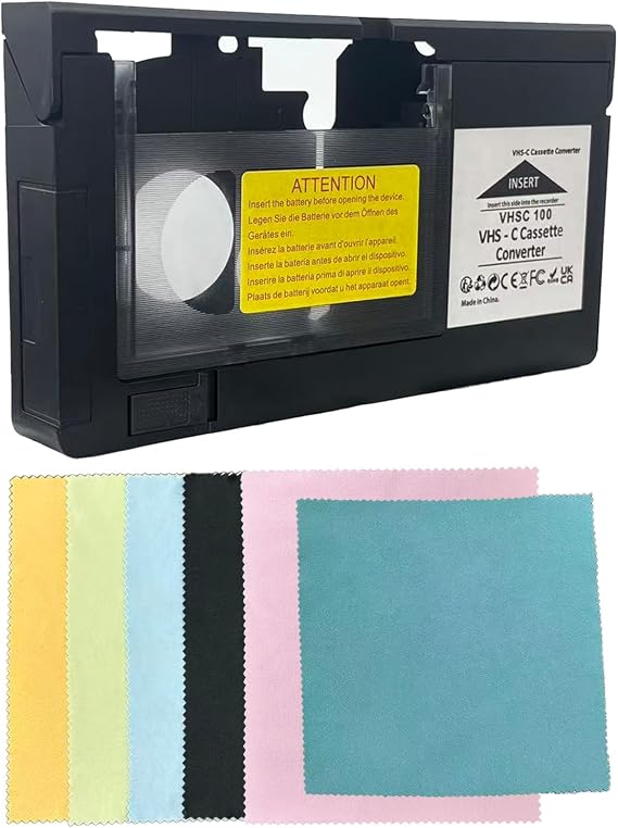 VHS C Cassette Adapter Compatible with SVHS Camcorders, Motorized Converter with Playback and Recording Function (Not Compatible with 8mm / MiniDV / Hi8)
