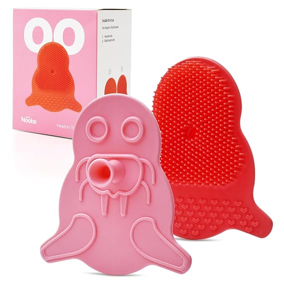 Cradle Cap Brush for Babies by Love Noobs, Baby Cradle Cap Treatment, Pack of 2, Non-Toxic Toddler Cradle Cap Comb, with Suction Cup to Easily Hang to Bathroom Wall, Infant Eczema Treatment