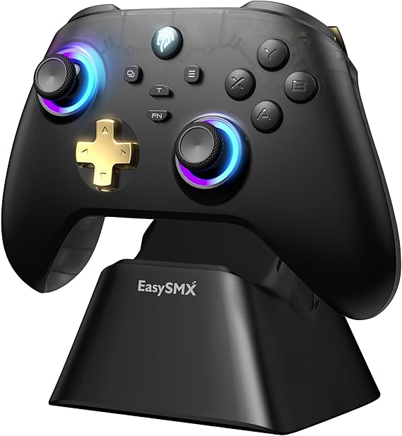 EasySMX PC Controller, Enhanced Wireless Bluetooth Pro Game Controller with Charging Dock/RGB Backlit/Hall Sensor,No Stick Drift No Dead Zone, Windows PC, Android, Steam, Switch, iOS