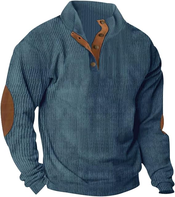 Long Sleeve Shirts for Men Lightweight Corduroy Button Down Sweatshirts Casual Loose Gym Athletic Pullover Blouse