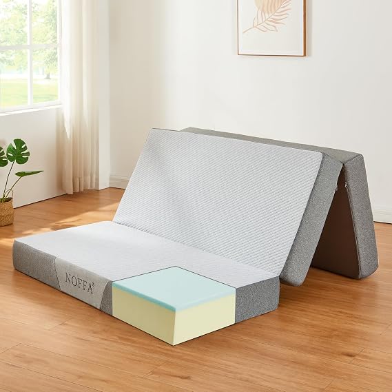 Folding Mattress Small Double,Tri-fold Double Mattress with Two layer Memory Foam,Foldable Floor Mattresses Small Double Size Futon Mattress for Camping,Travel,Bed (120x190x15cm) 4FT