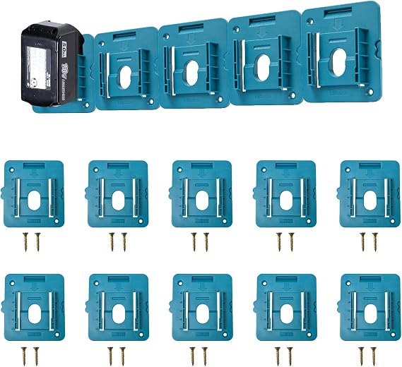 10 Pack Battery Holder for Makita 18V Battery Mount Wall Mount Dock Holder Fit for BL1860 BL1850 BL1840 BL1830 with 20 Screws