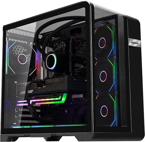 Curved Pannel AI-Optimized Gaming PC - AMD Ryzen 5 9600X 6-Core 3.9 GHz - RTX 5070 Ti 16G DLSS 4-32GB DDR5-1TB PCIe SSD-Windows 11, Desktop - Black