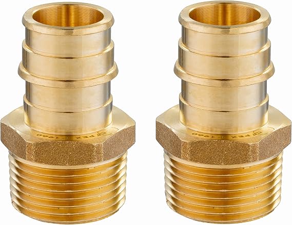 (Pack of 2) EFIELD Pex A Full Flow Expansion Brass Fittings 1"x 1" Male NPT Adapter, ASTM F1960,(PEX1960019)