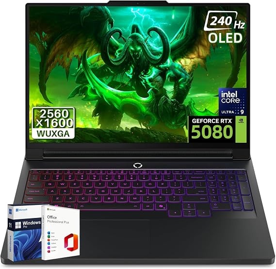 Lenovo Legion Pro 7i Gaming Laptop (2025), NVIDIA RTX 5080 16GB GDDR7, 16" QHD+ 240Hz OLED, Intel Ultra 9 275HX(Up to 5.4GHz), WiFi 7, BT 5.4, 64 GB DDR5, 8 TB SSD, Windows 11 Pro, Office Pro Lifetime