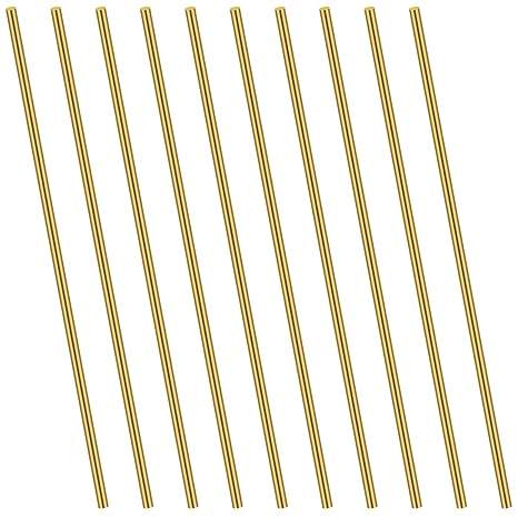 1/8 Inch Brass Round Rod, Favordrory 10PCS Brass Round Rods Lathe Bar Stock, 1/8 Inch in Diameter 6 Inches in Length