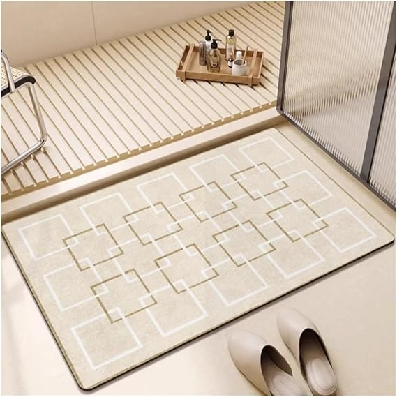 Door Mats Bathroom Non-slip Floor Mat Diatom Mud Absorbent Household Toilet Door Quick Drying Foot Home Remodeling(Ruowu,40x60cm15.7x23.6in)