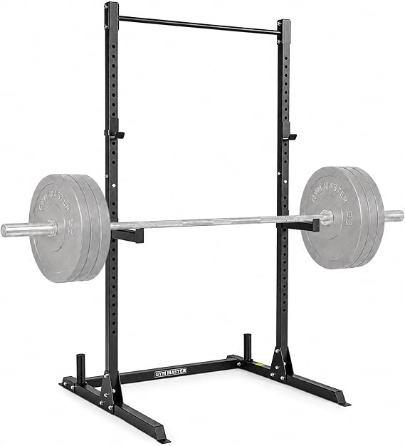 GYM MASTER Adjustable Power Rack Squat Cage with Spotters Pull Up Bar