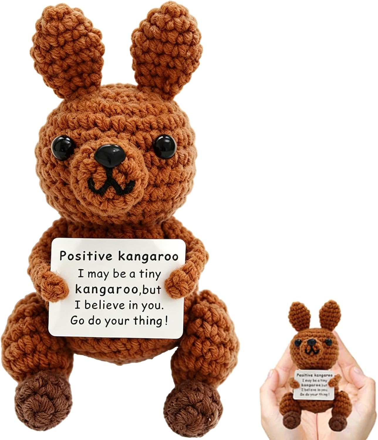 Positive Crochet Animals Crochet Positive Animals Inspirational Souvenirfor Friends For People Funny Christmas Birthday Gifts For Women Men(Brown Kangaroo)