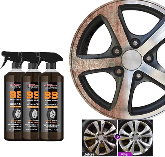 Bronze Bomber Non-Acid Wheel Cleaner, Automobile Wheel Cleaner ,Powerful Wheel Cleaner for All Car, (3pc)