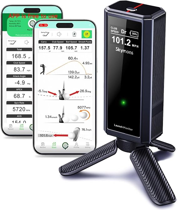 Golf Launch Monitor , Simulators for Home & Training,Golf Swing Analysis | Shot Trajectory Display for iOS&Android,Swing Trainer&Shot Tracker for Home&Driving Range,Indoor&Outdoor Golf Training Aid