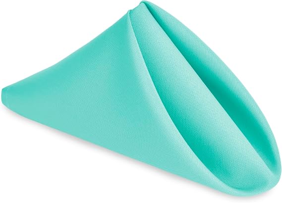 Hiasan Cloth Napkins Set of 6, 18 x 18 Inch, Aqua | Washable Dinner Napkins with Hemmed Edges for Restaurant, Wedding and Holiday