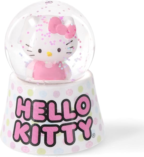 Sanrio Hello Kitty Polka Dots Mini Light-Up Snow Globe with Swirling Glitter Display | 3 Inches Tall