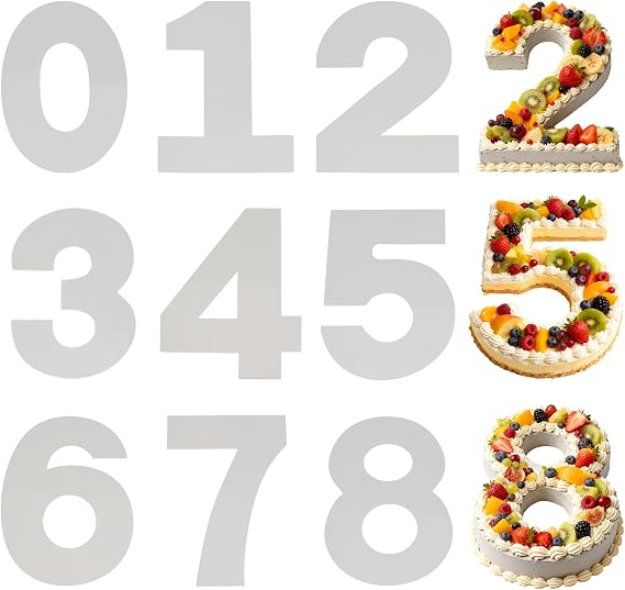 Number Cake Mold Baking Forms Moulds, 9 Pieces 0-8 Cake Number Stencils, 12 Inch Numbers Cake Pans, Flat Plastic Mold Numerical Templates Cutting for DIY Cakes Cookies Pastry Home Party Supplies