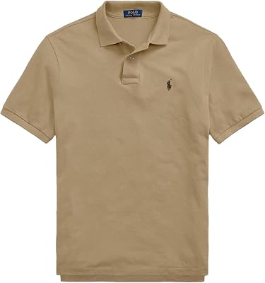 POLO RALPH LAUREN Men Custom Fit Mesh Pony Logo Shirt L, CafeTan