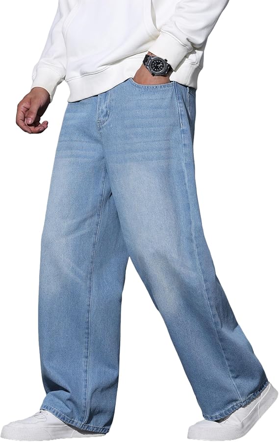 Men's Baggy Jeans Y2K Vintage Wide Leg Denim Pants Trousers