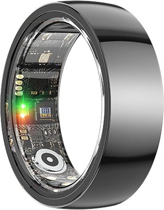 Smart Ring for Men Women Ceramics Smart Ring Blood Pressure Monitor Heart Rate Monitor Sleep Tracker Health Ring Fitness Tracker Pedometer Calories Step Counter Waterproof Compatible with iOS Android