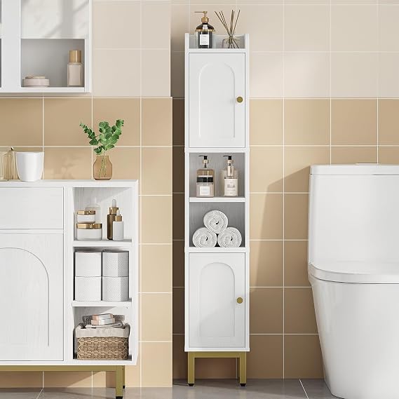 Hzuaneri Slim Bathroom Storage Cabinet, Narrow Bathroom Organizers,2 Doors