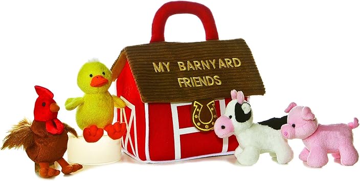 Aurora Engaging Baby TalkTM My Barnyard Friends IITM Baby Stuffed Animal - A Fun Playset for Sensory Engagement and Play - for Babies and New Parents - Multicolor 7 Inches