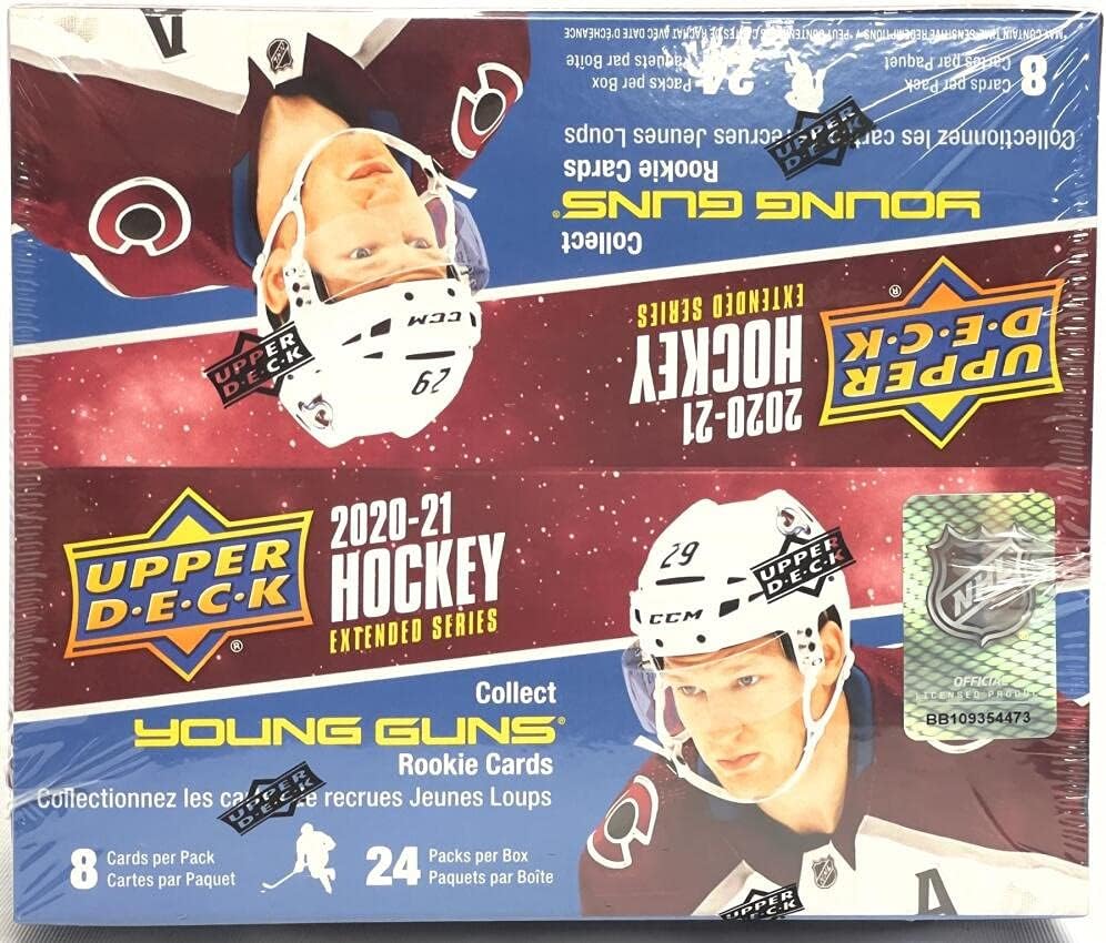 2020/21 Upper Deck Extended Series Retail Box - 24 Packs of 8 Cards - 6 Young Guns Each Box