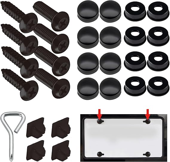 Anti Theft License Plate Screws, Tamper Resistant Mounting Hardware,1/4"(M6) Security Screw Set, Rust Proof Stainless Steel Bolts Fasteners Kit for Front Rear Frame Holder Mounting