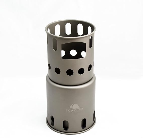TOAKS Titanium Small Collapsible Wood Burning Stove Ultralight, Compact & Durable for Backpacking, Camping, and Survival