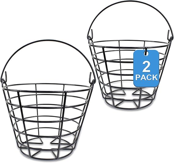 Crestgolf 2PCS Stainless Metal Golf Basket Golf Ball Container Ball Bucket