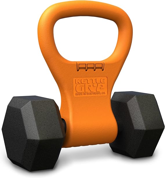 KETTLE GRYP Dumbbell to Kettlebell Grip Converter Handle Made in USA Orange