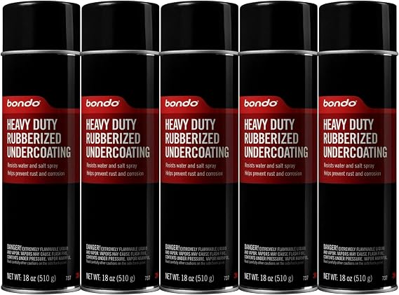 Bondo 737 Heavy Duty Rubberized Undercoating Spray 18 oz Aerosol, 5-Pack, Textured Finish, Chip and Abrasion Resistant, Non-Paintable, Asphalt-Based