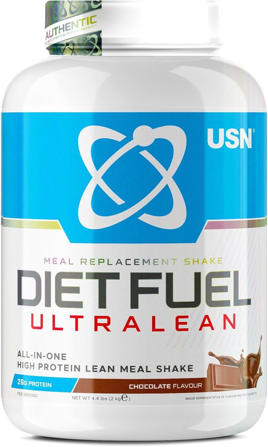 USN Diet Fuel Ultralean Meal Replacement Shake | Chocolate | 2kg with 36 Servings | High Protein, Low Calorie Shake | Calorie-Controlled Diet Support for Weight Loss | 24 Vitamins & Minerals