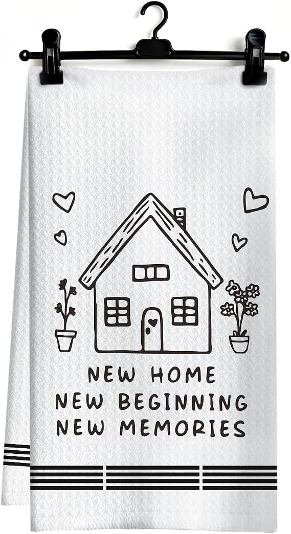 Housewarming Gifts 2026 Kitchen Dish Towels, New Home Gift Ideas, House Warming Gifts for Homeowner Hostess, New Home Decor with Housewarming Saying for Kitchen Bathroom Decor, 16x24 Inch
