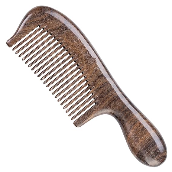 Wooden Hair Comb - Small Natural Wood Comb for Curly Hair - No Static Chacate Preto Comb for Detangling