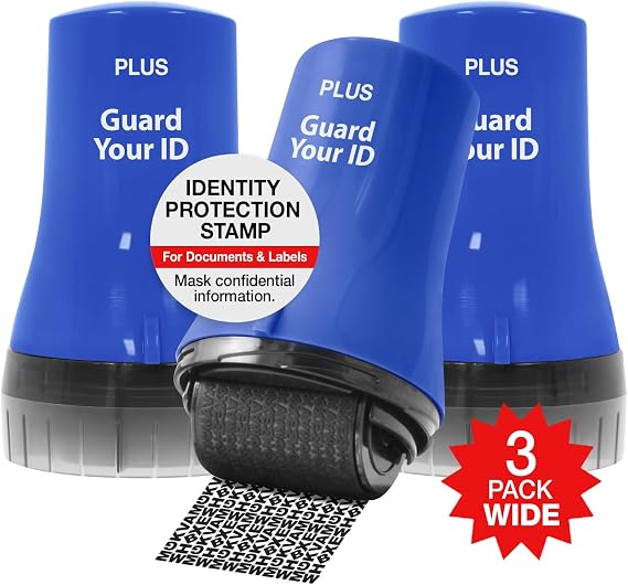 Guard Your ID Wide Identity Theft Protection Roller Stamp, 3-Pack for Mail
