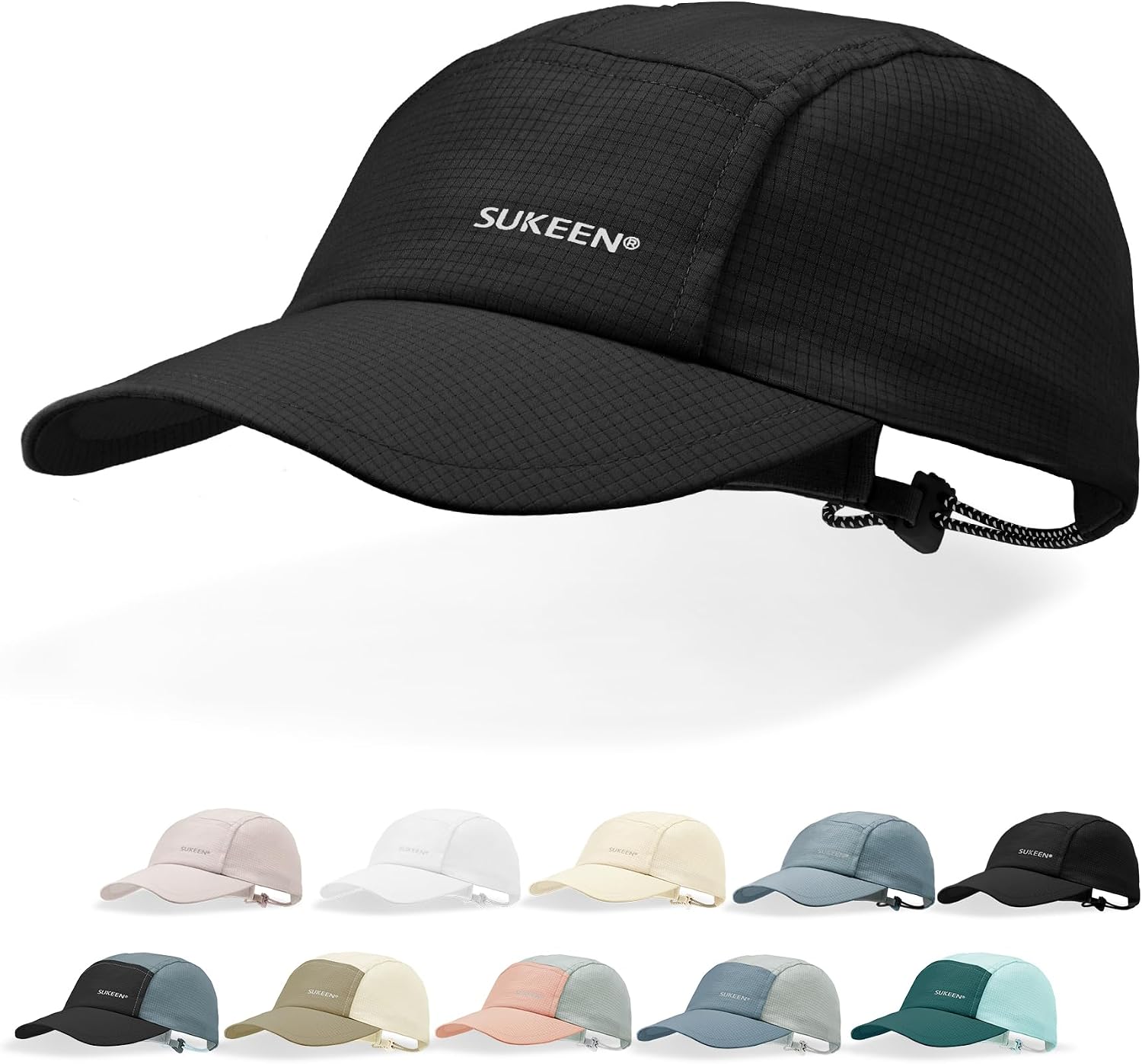 Sukeen Lightweight Sun Hat for Women Men,Quick Drying Baseball Cap UPF50 Running Hats Foldable Sport Cap for Outdoor Daily