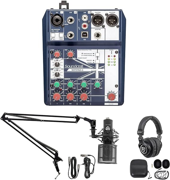 Gaming Twitch Stream Recording Bundle Soundcraft Mixer+Headphones+Pro Mic+Boom